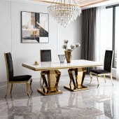 高级轻奢大理石餐桌 家用豪华家具不锈钢餐桌餐椅