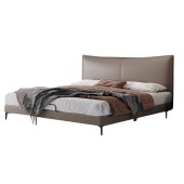 意式新款超薄床头真皮床 现代简约主卧双人高端皮艺床