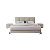 现代极简真皮床主泡芙风软包头层牛皮 双人床