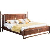 北美黑胡桃木床 新中式全实木主卧双人床 卧室榫卯简约原木床