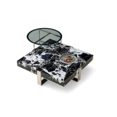 意式极简大理石茶几 现代大小户型客厅轻奢高级方茶几组合