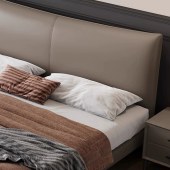 意式新款超薄床头真皮床 现代简约主卧双人高端皮艺床