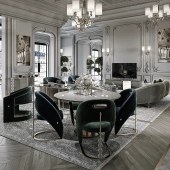 意式轻奢扶手餐椅 高级餐厅家具设计师椅子