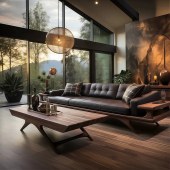 新中式黑胡桃木沙发 轻奢实木直排高档客厅别墅