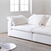 现代简约布艺云沙发 高档棉麻面料羽绒海绵可拆洗客厅直排沙发