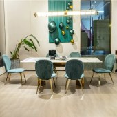 意式轻奢大理石餐桌 长方形现代餐桌椅组合大户型别墅家具定制